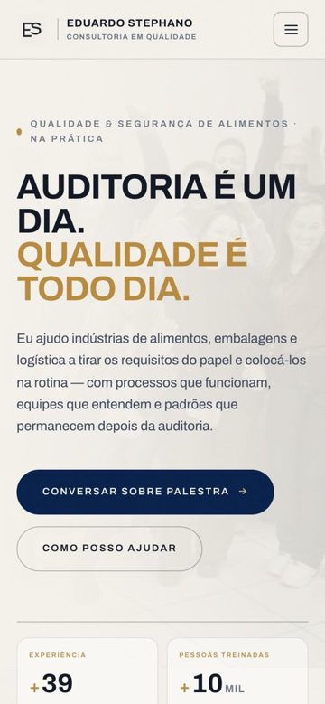 O mesmo site no celular